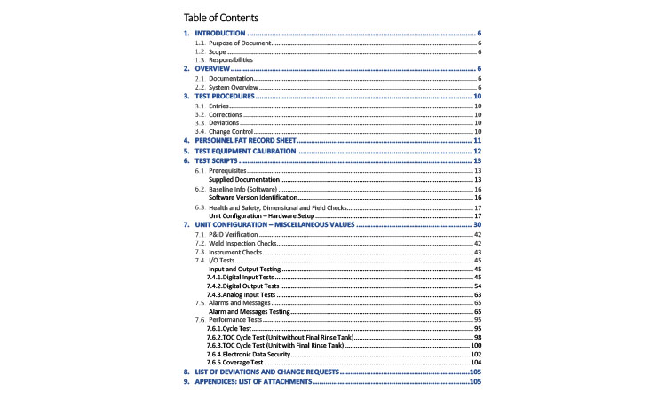 Typical FAT table of contents