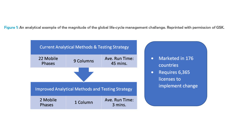 An analytical example of the magnitude of the global life-cycle management challenge. Reprinted with permission of GSK.