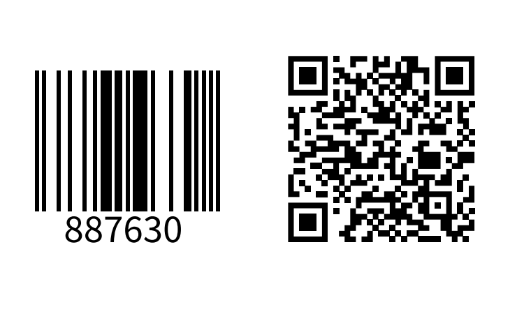 Figures 1 and 2:  bar code and QR code